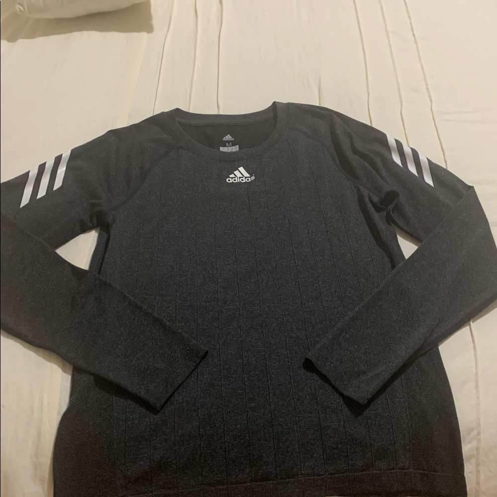 Adidas Charcoal Long Sleeve with White Stripes
